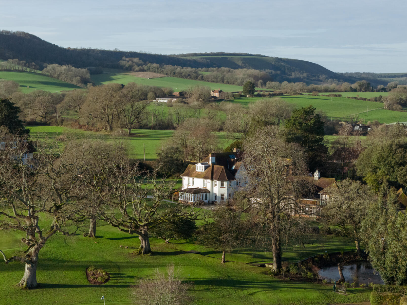 An aerial shot of the hotel