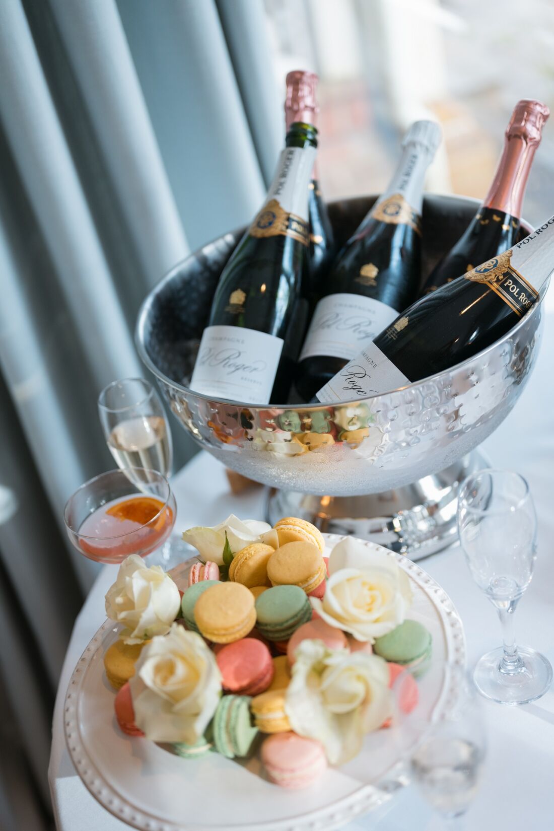 Champagne celebration setup