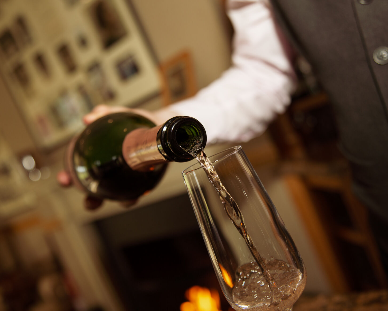 Pouring champagne glass